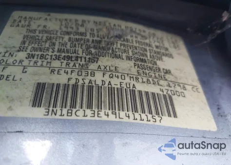 2009 Nissan Versa 1.8S z USA, uszkodzony, nr VIN 3N1BC13E49L411157